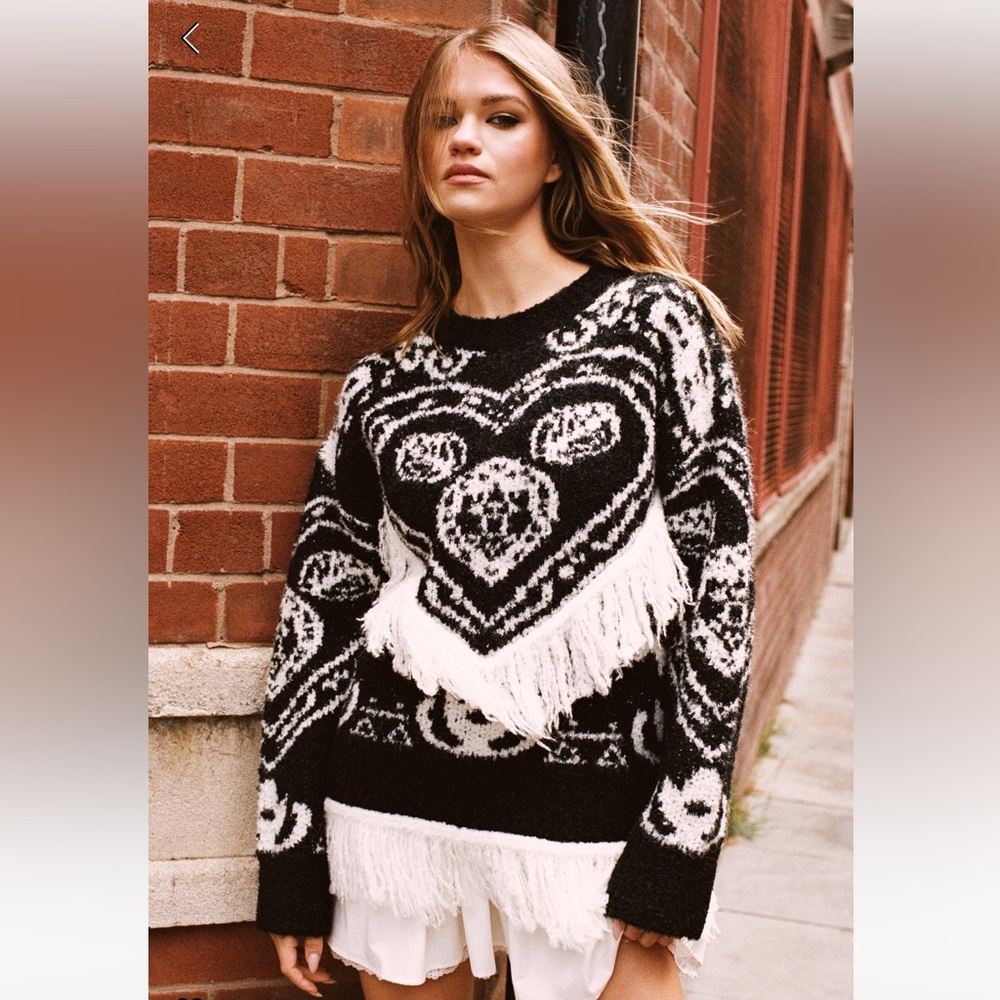 Mono Fringe Intarsia Sweater